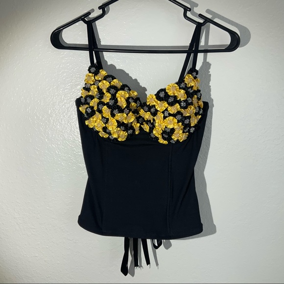 Tops - Beaded Fancy Yellow & Black Underwire Top